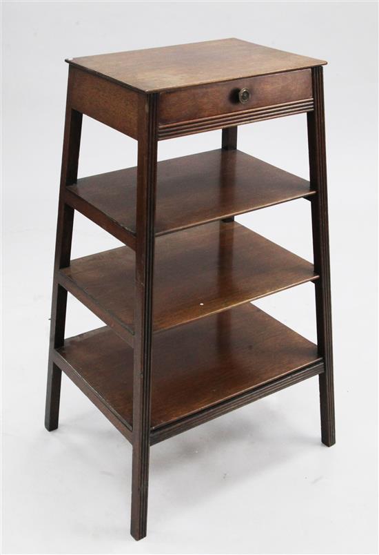 A George III mahogany four tier whatnot, W.1ft 2.5in. D.10.5in. H.2ft 8in.